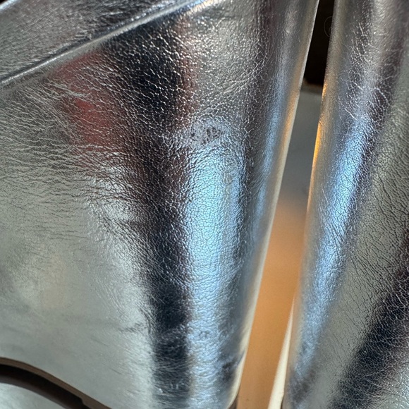 Stuart Weitzman Shimmering Saffron Silver Platform Wedges SZ 7½ - Picture 8 of 15